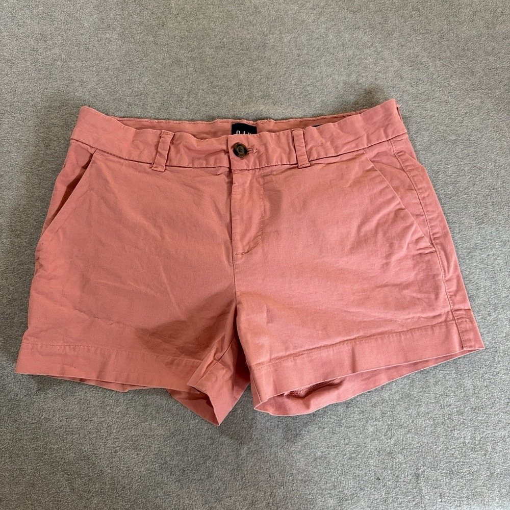 Gap Relaxed Girlfriend Shorts Womens 8 Pink Chino Casual Cotton-FLAW PIC/DESCRIP